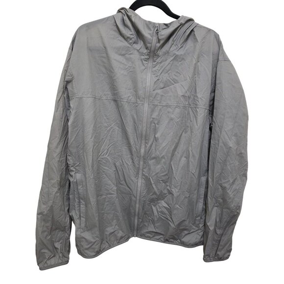 Uniqlo Light Gray Lightweight Hooded Windbreaker Jacket With Elastic Cuffs & Zip - Picture 1 of 11